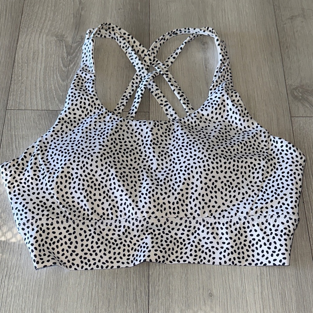 BuffBunny Black and White Spotted Sports Bra